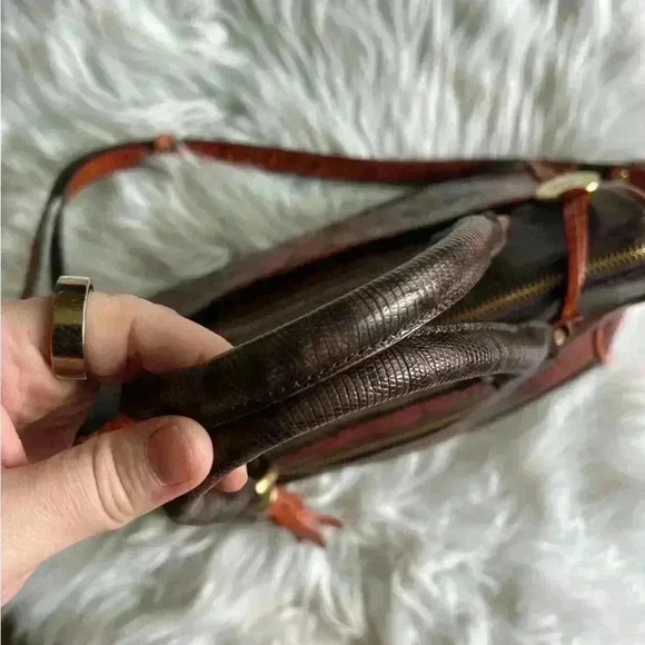 Brahmin Embossed Leather Satchel with Tassel Charm + Original Dustbag - Picture 2 of 14